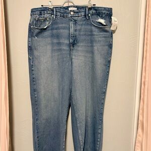 Good American Light Blue Distressed Cropped, Wide-Legged Palazzo Jeans